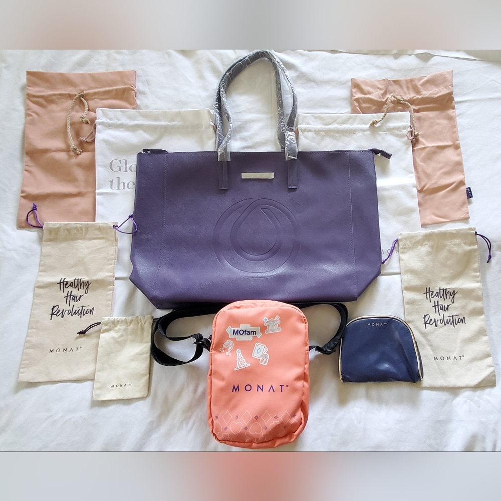 Monat Bag Set Bundle. Oversized, Jute Drawstring, make-up Bag LOT